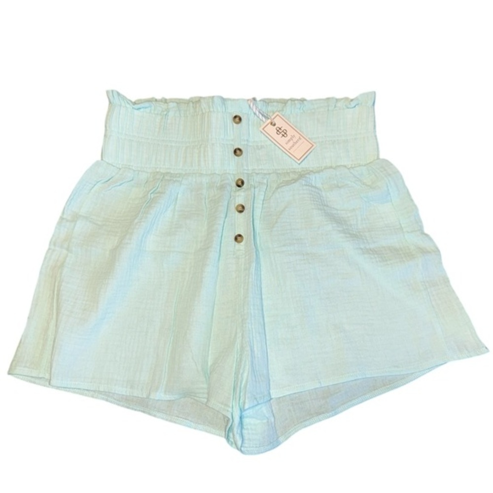 Simply Southern Smocked Waist Shorts - Seafoam Blue - Size S/M - NWT